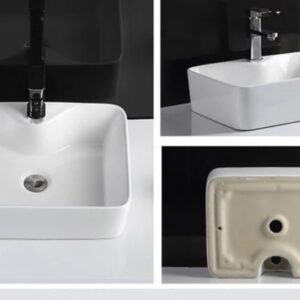 Chậu Lavabo Sứ Trắng Chữ Nhật Đặt Bàn