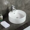 Chậu Lavabo Sứ Trắng Tròn Đặt Bàn 410x410x150mm