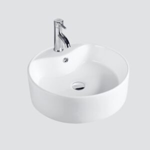 Chậu Lavabo Sứ Trắng Tròn Đặt Bàn 410x410x150mm