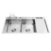 Bồn rửa chén 2 ngăn 1 cánh dao thớt inox 304 100x48cm (Tặng rổ + xả chậu)