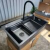 Chậu rửa chén thác nước inox 304 phủ nano xám 75x45cm