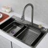 Chậu rửa chén thác nước inox 304 phủ nano xám 75x45cm