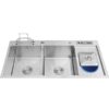 Bồn rửa chén 2 ngăn gác dao thớt hố rác inox 304 120x50cm (Tặng rổ và xả chậu)
