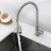 Vòi rửa chén bát lạnh cần bẻ xoay 360 độ inox 304 mờ