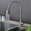 Vòi rửa chén bát lạnh cần bẻ xoay 360 độ inox 304 mờ