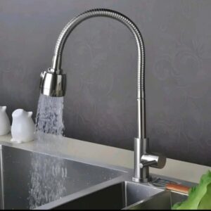 Vòi rửa chén bát lạnh cần bẻ xoay 360 độ inox 304 mờ