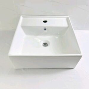 Chậu rửa mặt lavabo vuông treo tường 410mm x 410mm x 150mm